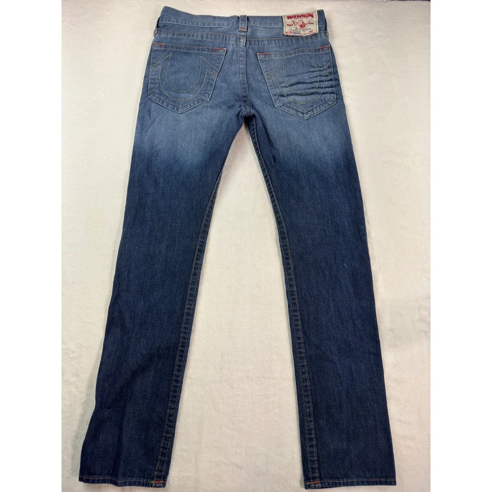 True Religion Rocco Slim Fit Jeans Mens 32 Medium Wash Blue Made in USA Cotton
